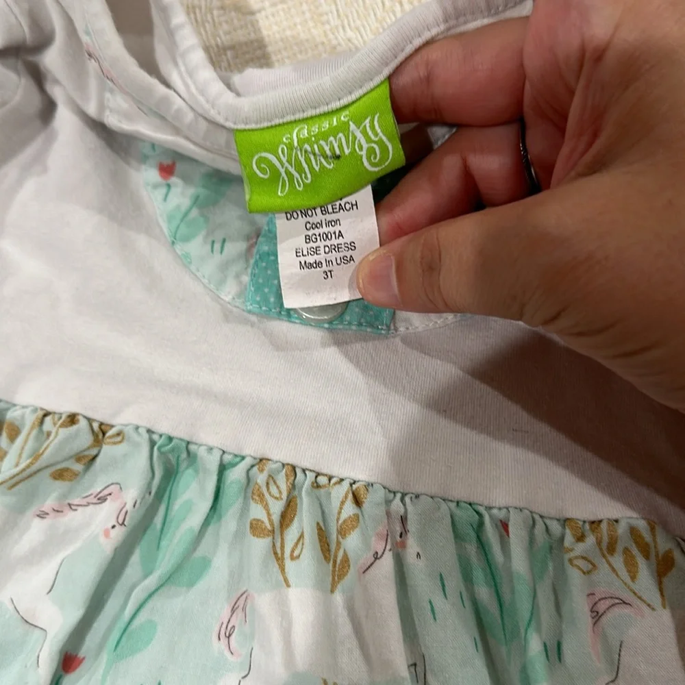 CLASSIC WHIMSY Unicorn Print Dress Girls Size 3T whimsical floral unicor…